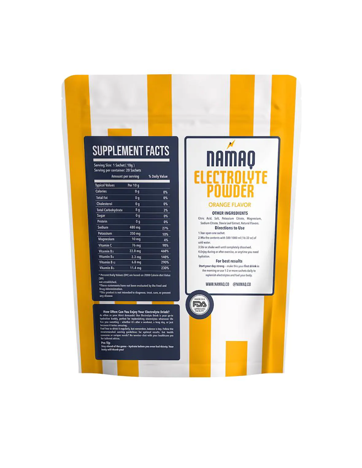 Namaq Electrolyte Powder پودر ایزوتونیک برند نمک بدون قند