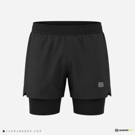 Sherafit Jump 2-in-1 Shorts شلوارک کشاله دار شرافیت برای دویدن- کاور اصلی مشکی