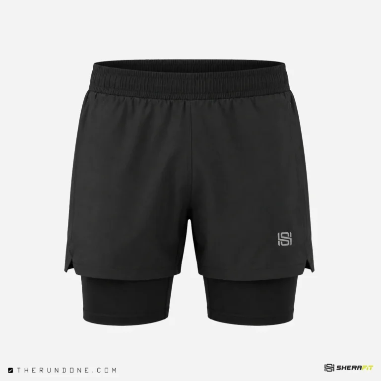 Sherafit Jump 2-in-1 Shorts شلوارک کشاله دار شرافیت برای دویدن- کاور اصلی مشکی