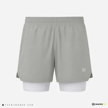 Sherafit Jump 2-in-1 Shorts شلوارک کشاله دار شرافیت برای دویدن- کاور اصلی خاکستری