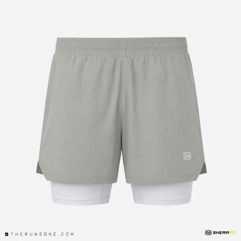 Sherafit Jump 2-in-1 Shorts شلوارک کشاله دار شرافیت برای دویدن- کاور اصلی خاکستری